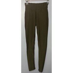 Booty Womens Ruched High Waist Ankle Leggings Size S/M Army Green.